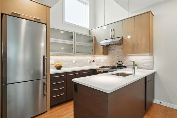 Interior, Kitchen, Stainless Steel Appliances, Wood Texture Flooring