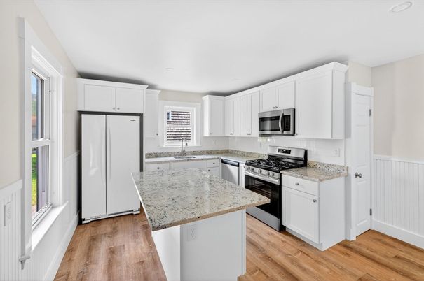 Interior, Kitchen, Stainless Steel Appliances, Wood Texture Flooring