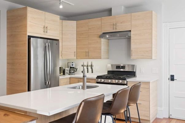 Interior, Kitchen, Stainless Steel Appliances, Wood Texture Flooring