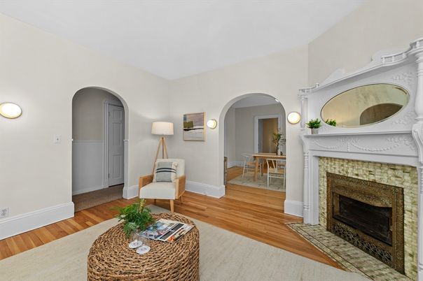 Dining room, Fireplace, Interior, Living room, Wood Texture Flooring