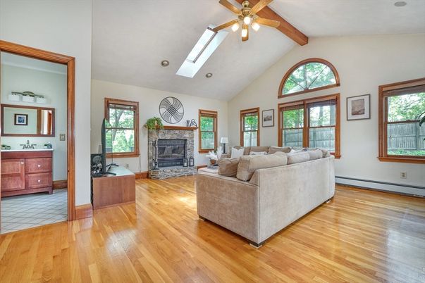 Fireplace, Interior, Living room, Wooden Beams, Wood Texture Flooring
