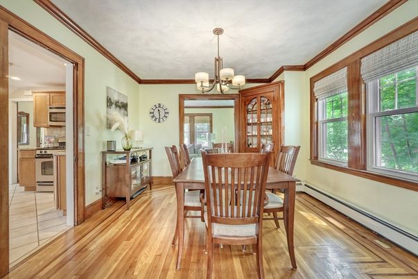 Chandelier, Dining room, Interior, Wood Texture Flooring