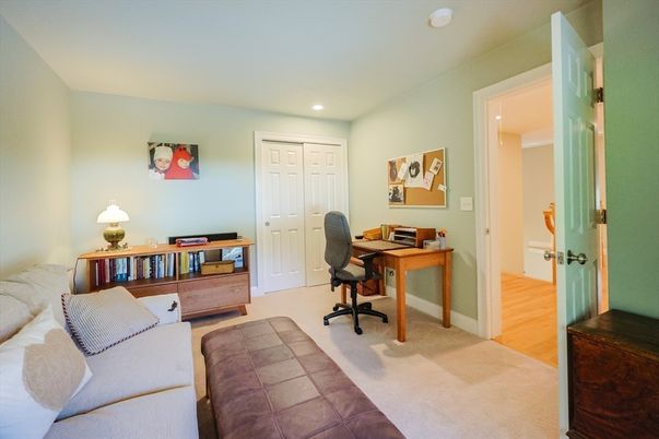 Home Office, Interior, Recessed Lighting, Wood Texture Flooring