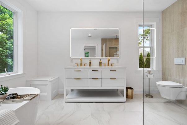 Bathroom, Glass Shower, Interior, Marble