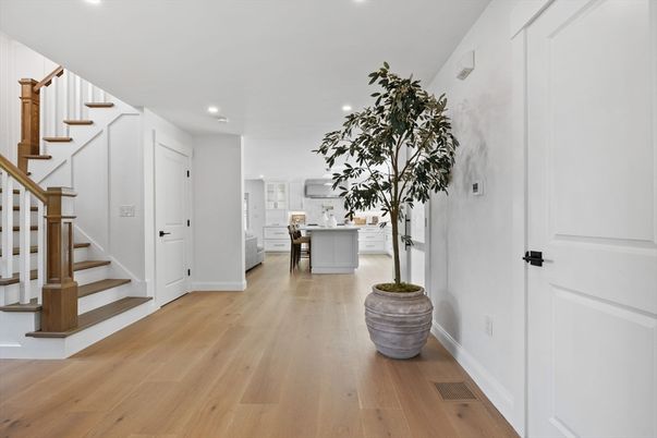 Interior, Kitchen, Pendant Lights, Recessed Lighting, Wood Texture Flooring