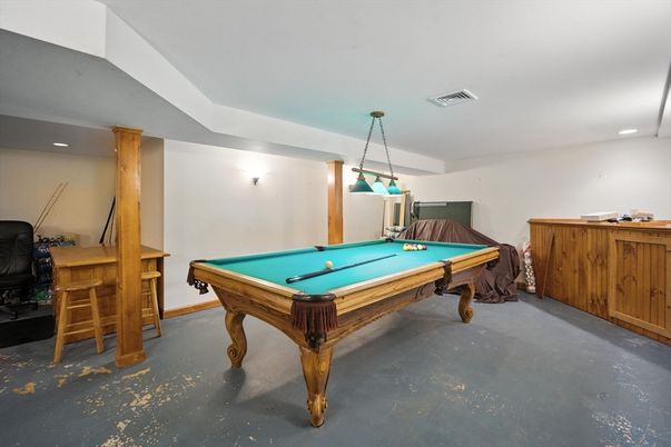 Billiard Table, Game Room, Interior, Pendant Lights, Recessed Lighting