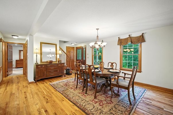 Chandelier, Dining room, Interior, Wood Texture Flooring