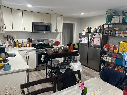 Interior, Kitchen, Recessed Lighting, Wood Texture Flooring