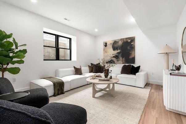 Interior, Living room, Recessed Lighting, Wood Texture Flooring