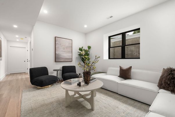 Interior, Living room, Recessed Lighting, Wood Texture Flooring