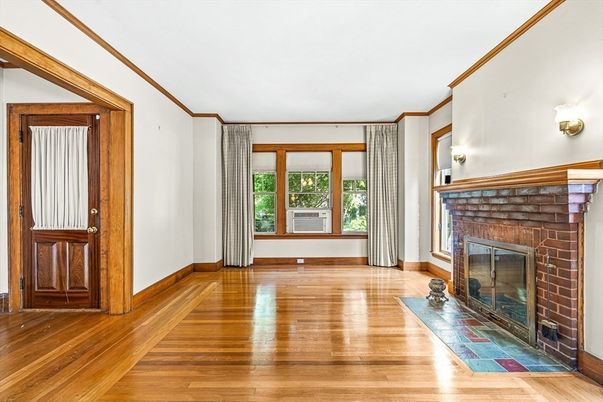 Empty room, Fireplace, Interior, Wood Texture Flooring