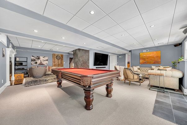 Billiard Table, Game Room, Interior, Living room, Recessed Lighting