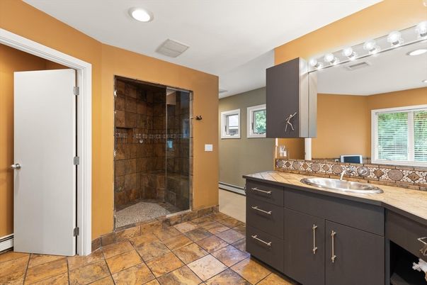 Bathroom, Glass Shower, Interior, Recessed Lighting