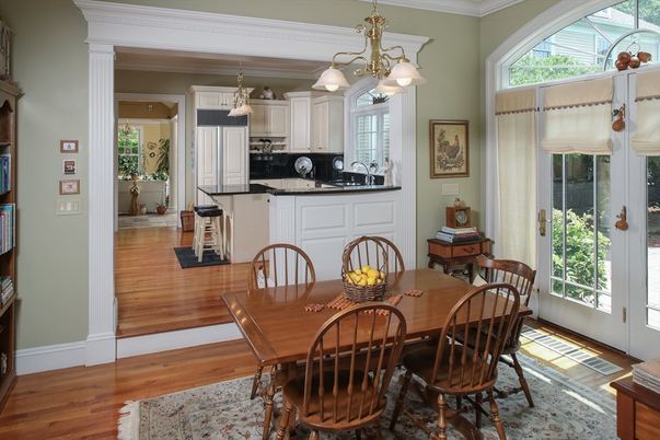 Dining room, Interior, Kitchen, Pendant Lights, Wood Texture Flooring