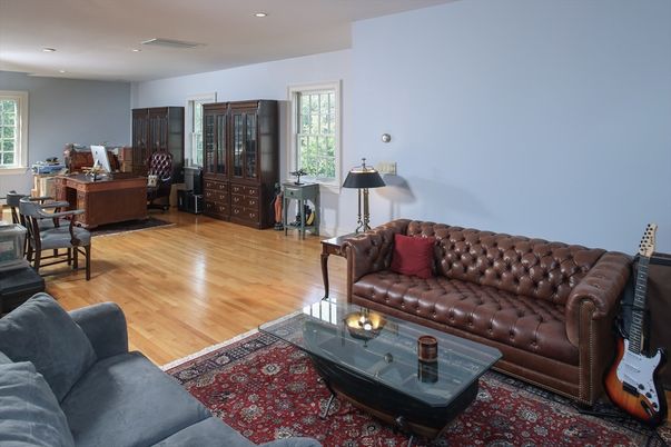 Home Office, Interior, Living room, Recessed Lighting, Wood Texture Flooring