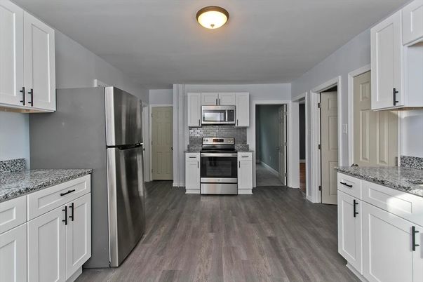 Interior, Kitchen, Stainless Steel Appliances, Wood Texture Flooring
