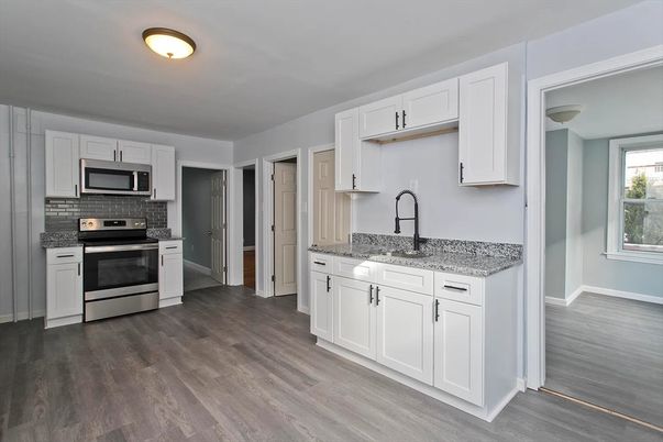 Interior, Kitchen, Stainless Steel Appliances, Wood Texture Flooring
