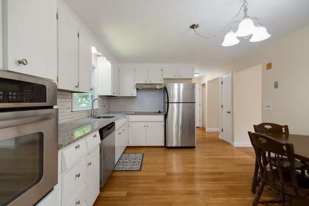Interior, Kitchen, Pendant Lights, Stainless Steel Appliances, Wood Texture Flooring