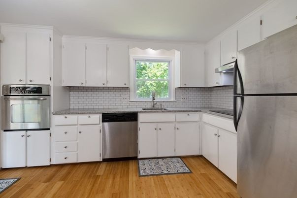 Interior, Kitchen, Stainless Steel Appliances, Wood Texture Flooring
