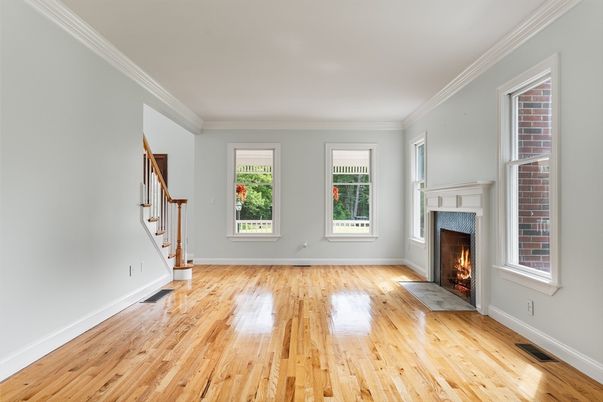 Empty room, Fireplace, Interior, Wood Texture Flooring