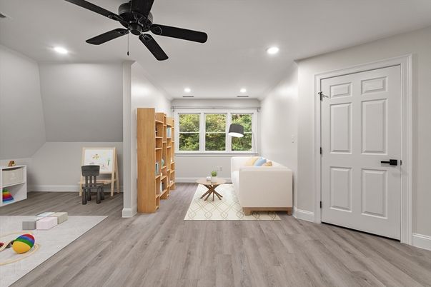 Home Office, Interior, Recessed Lighting, Wood Texture Flooring