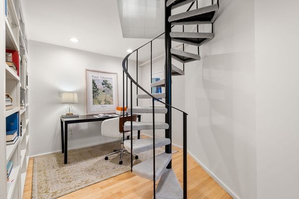 Home Office, Interior, Recessed Lighting, Wood Texture Flooring