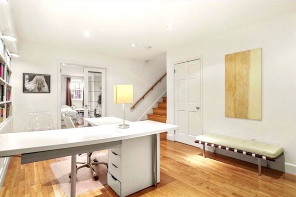 Home Office, Interior, Recessed Lighting, Wood Texture Flooring