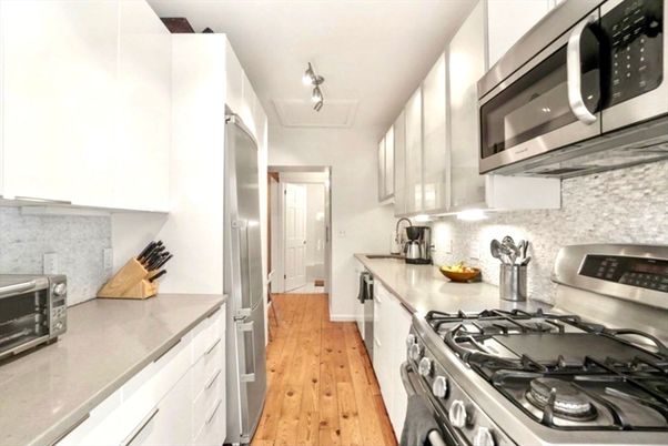 Interior, Kitchen, Stainless Steel Appliances, Wood Texture Flooring