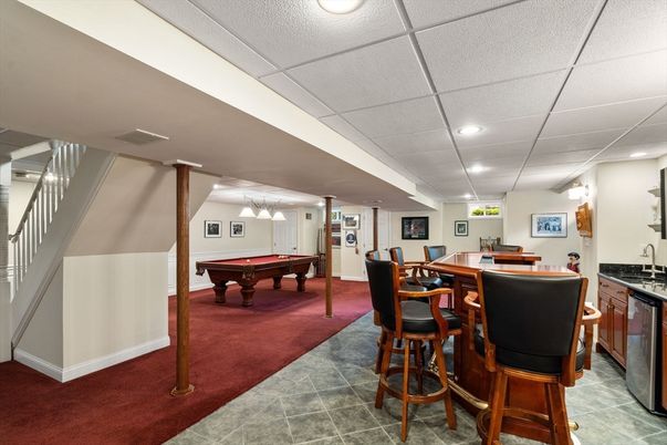 Billiard Table, Game Room, Interior, Recessed Lighting