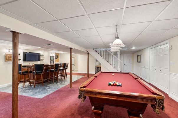 Billiard Table, Game Room, Interior, Pendant Lights, Recessed Lighting