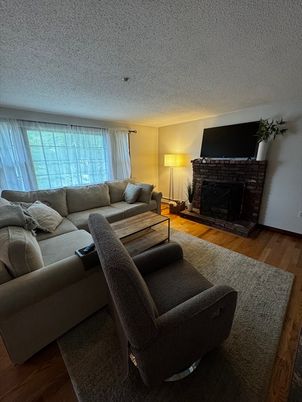 Fireplace, Interior, Living room, Wood Texture Flooring