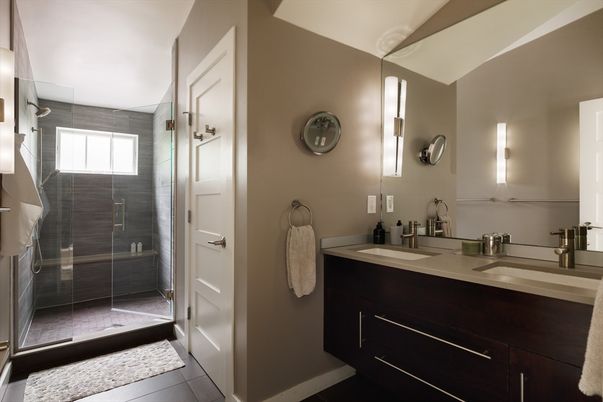 Bathroom, Dual Sink Vanities, Glass Shower, Interior