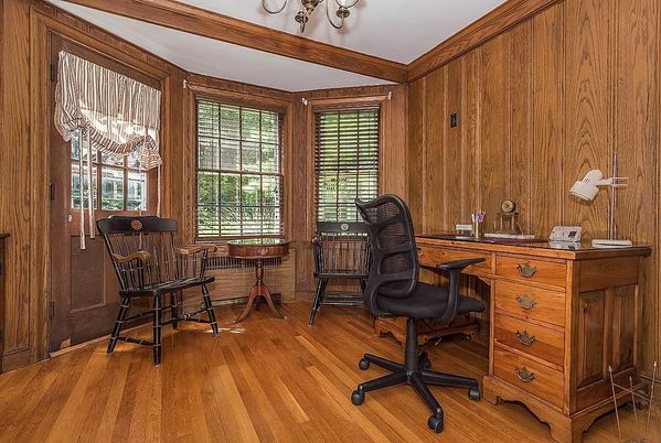 Home Office, Interior, Wood Texture Flooring, Wooden Walls