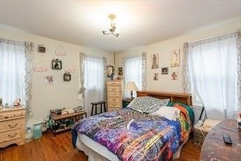 Bedroom, Chandelier, Interior, Wood Texture Flooring