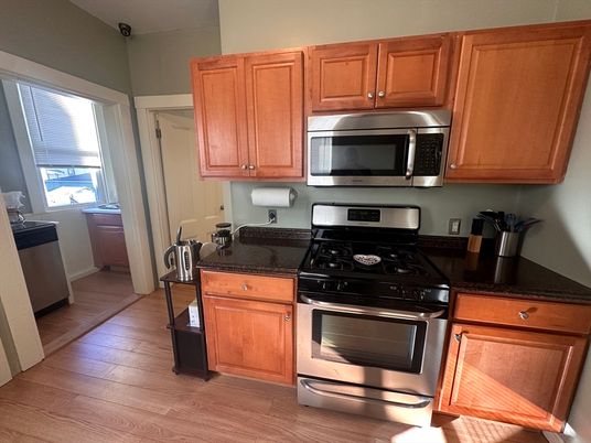 Interior, Kitchen, Stainless Steel Appliances, Wood Texture Flooring