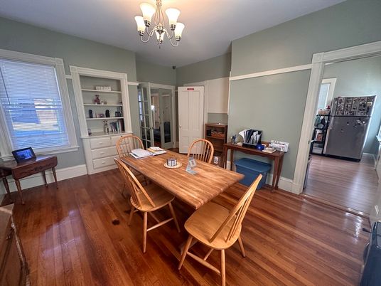 Chandelier, Dining room, Interior, Wood Texture Flooring
