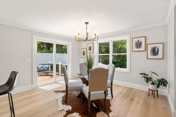 Chandelier, Dining room, Interior, Wood Texture Flooring