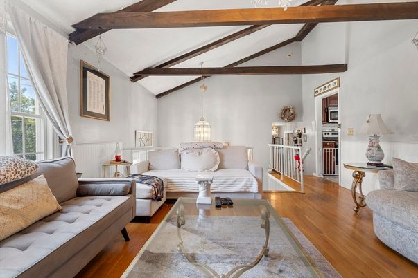 Interior, Living room, Pendant Lights, Wooden Beams, Wood Texture Flooring