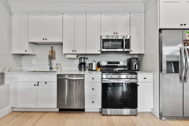 Interior, Kitchen, Stainless Steel Appliances, Wood Texture Flooring
