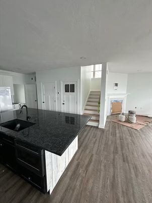 Fireplace, Interior, Kitchen, Wood Texture Flooring