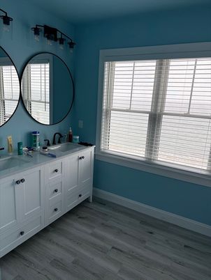 Bathroom, Dual Sink Vanities, Interior, Wood Texture Flooring