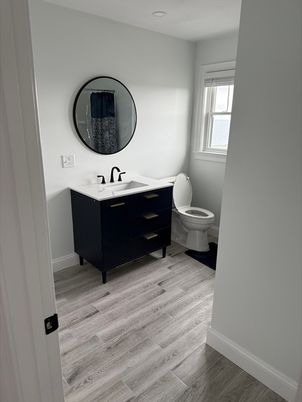 Bathroom, Interior, Recessed Lighting, Wood Texture Flooring