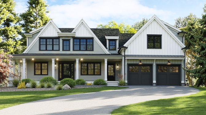 Attached, Exterior, Facade, Farmhouse