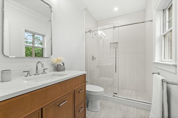 Bathroom, Glass Shower, Interior, Recessed Lighting