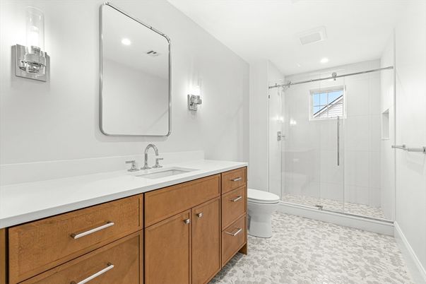 Bathroom, Glass Shower, Interior, Recessed Lighting