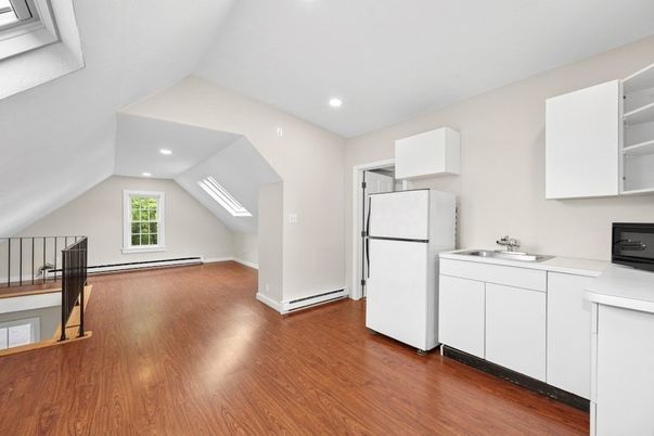 Interior, Kitchen, Recessed Lighting, Wood Texture Flooring