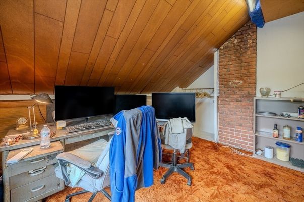 Home Office, Interior, Stone Walls, Wooden Ceilings
