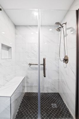 Bathroom, Glass Shower, Interior, Marble Walls