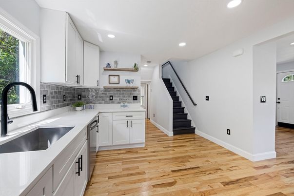Interior, Kitchen, Recessed Lighting, Wood Texture Flooring