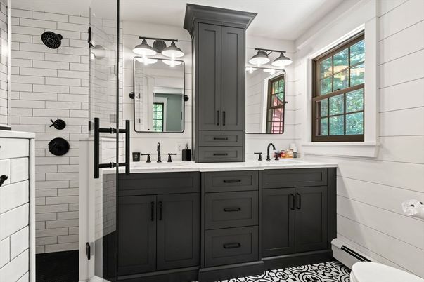 Bathroom, Dual Sink Vanities, Glass Shower, Interior